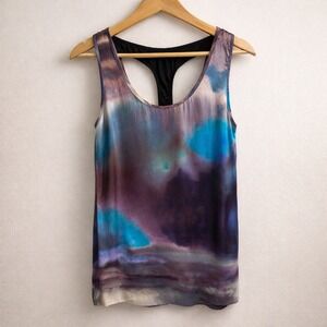 Designers Remix Women Silk Racerback Tank Size S Abstract Print Y2K Indie Sleaze